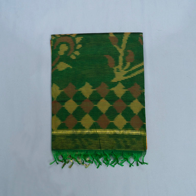 Hayagrivas Yellow Ikkat Kora Silk Cotton Saree KBE2149A2-2