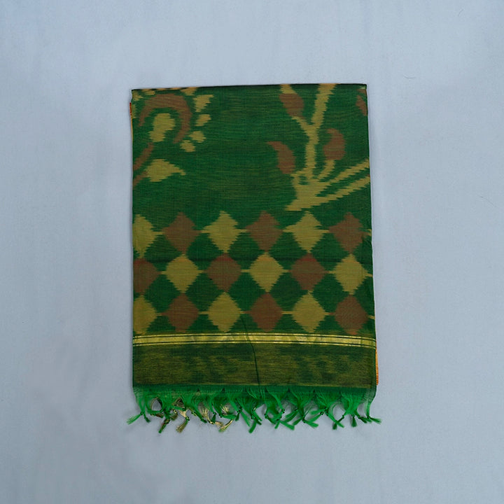 Hayagrivas Yellow Ikkat Kora Silk Cotton Saree KBE2149A2-2
