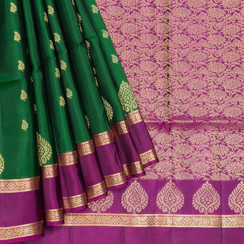 Hayagrivas Bottle Green Handloom Soft Silk Saree KBF454F1-6