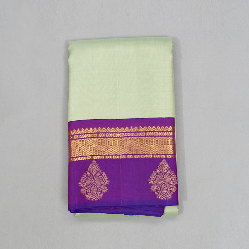 Hayagrivas Handloom Pastel Green Kanjivaram Silk Saree with Purple Border KBF198E8-1
