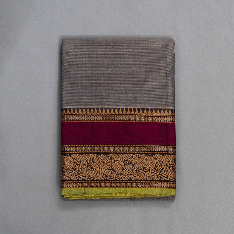 Hayagrivas Grey Handloom Chettinad Cotton Saree KSBE2H1-9