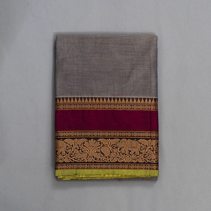 Hayagrivas Grey Handloom Chettinad Cotton Saree KSBE2H1-9
