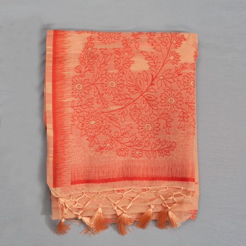 Hayagrivas Peach Fancy Cotton Saree KBE2211A6-1