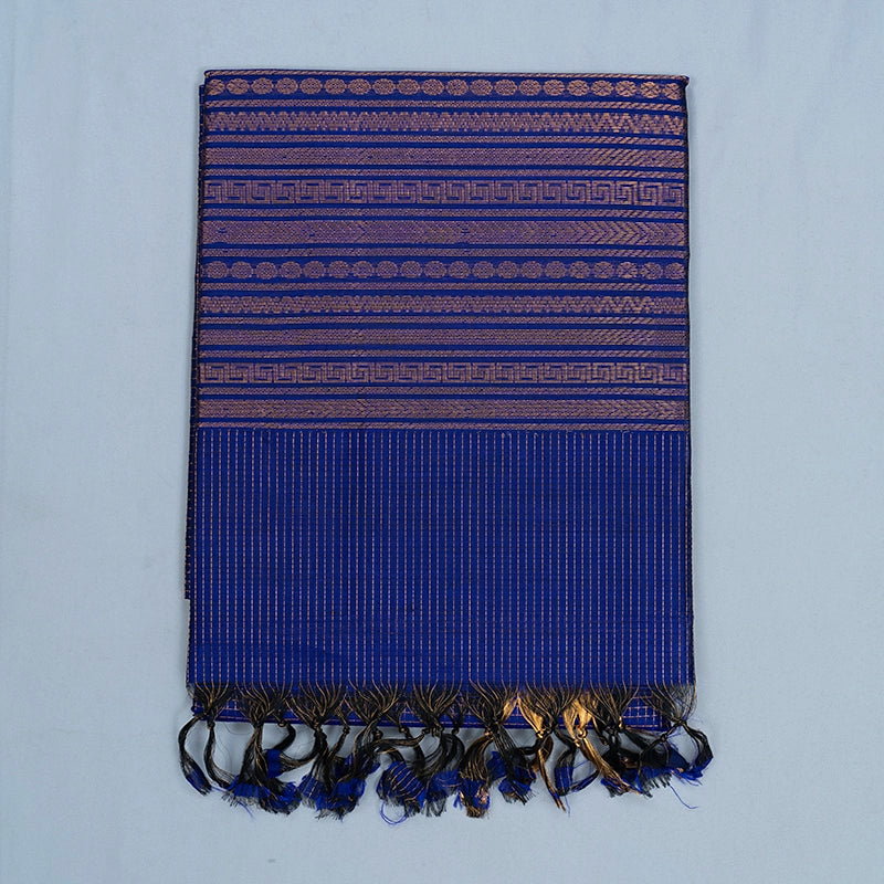 Hayagrivas Purplish-Blue Kora Silk Cotton Saree SSCBF14D6-10