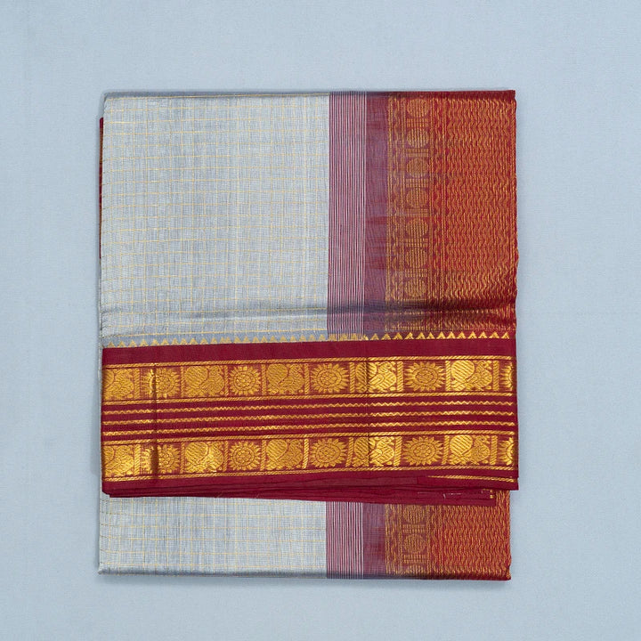 Hayagrivas Silver Grey Pure Silk Cotton Saree SSCBF35D3-18