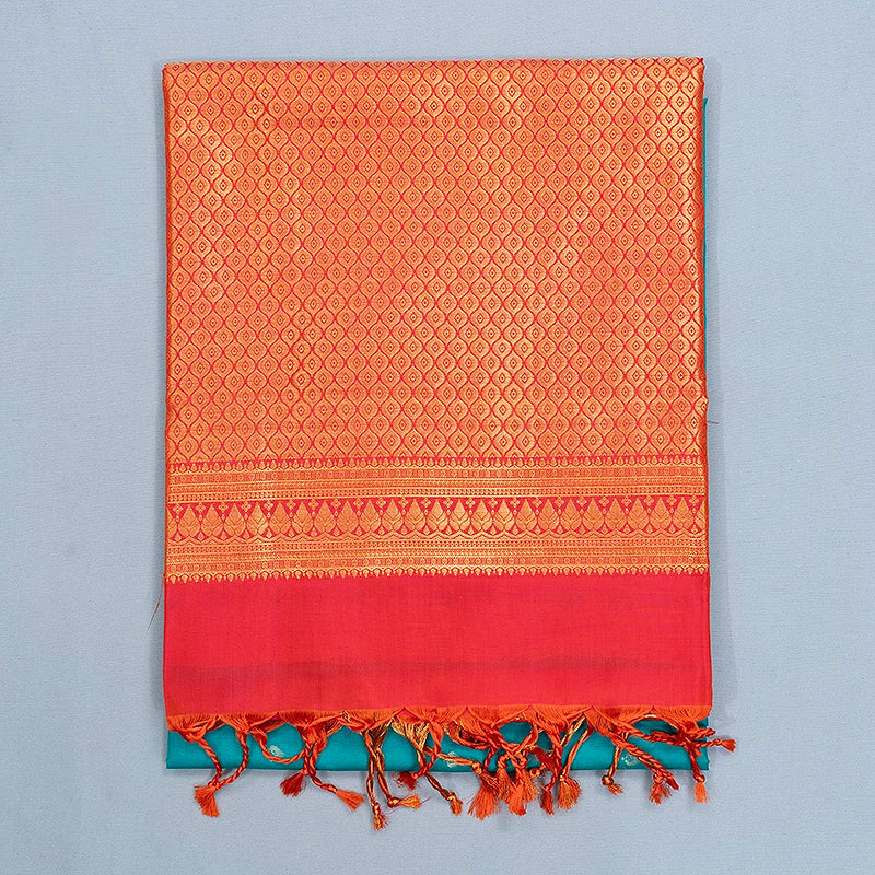 Hayagrivas Teal Green Handloom Soft Silk Saree KBF533G1-3
