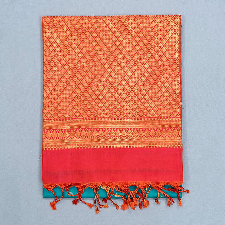Hayagrivas Teal Green Handloom Soft Silk Saree KBF533G1-3