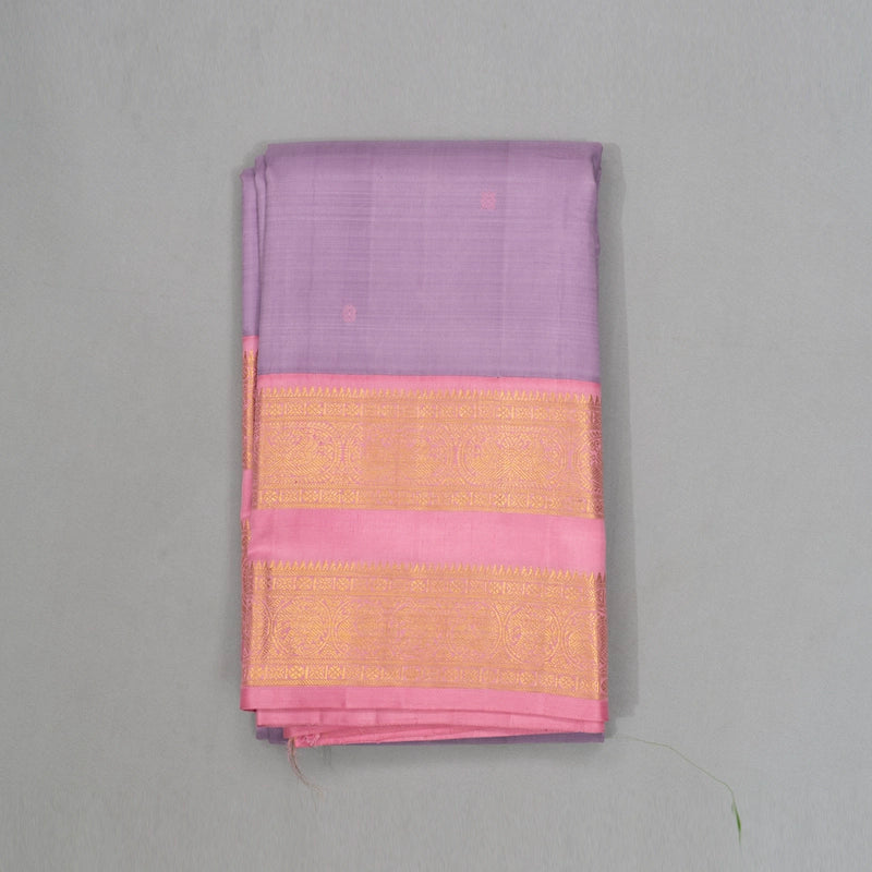 Hayagrivas Handloom Lilac Kanjivaram Silk Saree with Rose Pink Border KBF94D1-1