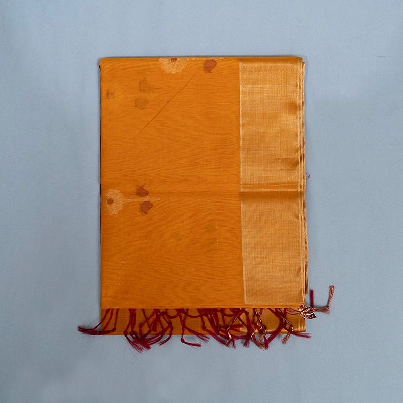 Hayagrivas Turmeric Yellow Ikkat Kora Silk Cotton Saree KSBE92A11-6