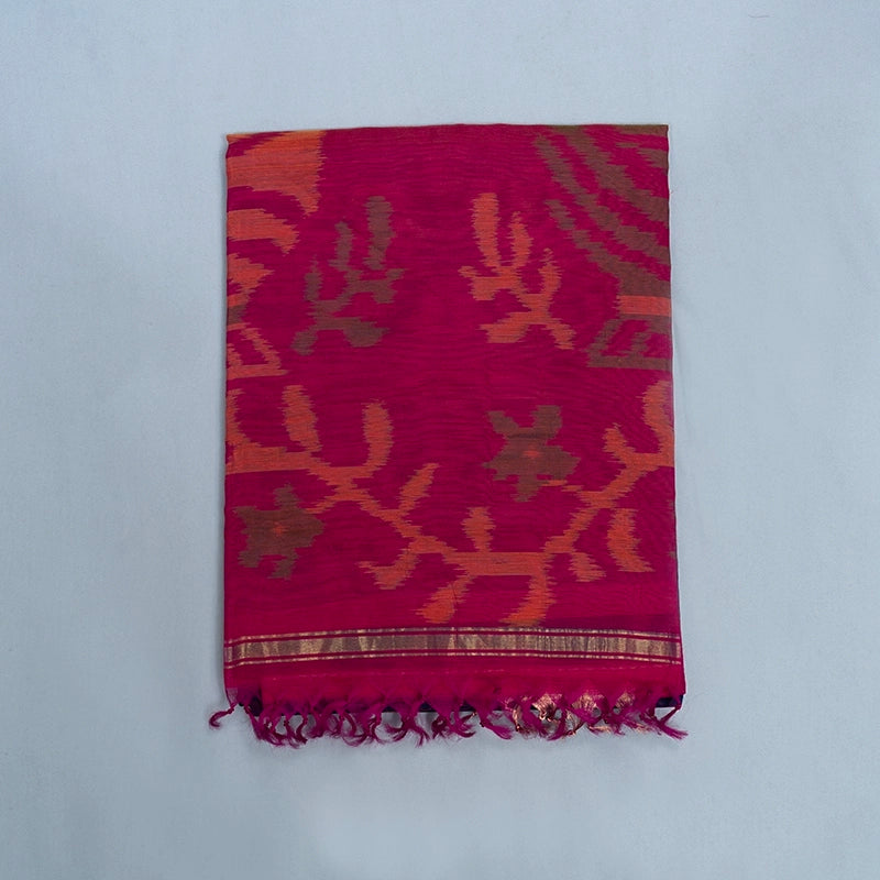 Hayagrivas Dark Blue Ikkat Kora Silk Cotton Saree KBE2149A2-12
