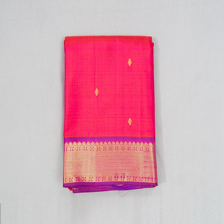 Hayagrivas Handloom Pink Kanjivaram Silk Saree with Purple Border KBE2312B9-1