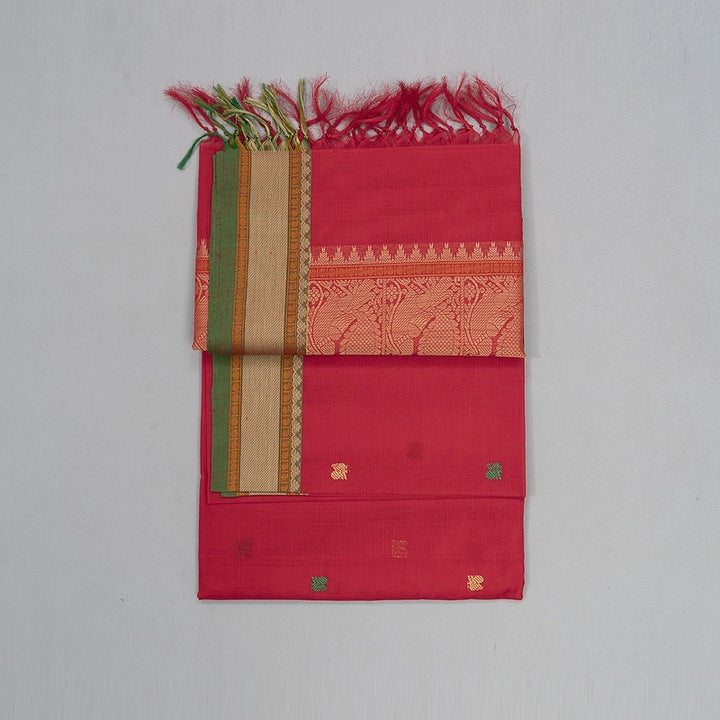 Hayagrivas Tomato Red Handloom Kanchi Cotton Saree SSCBF104F15-1