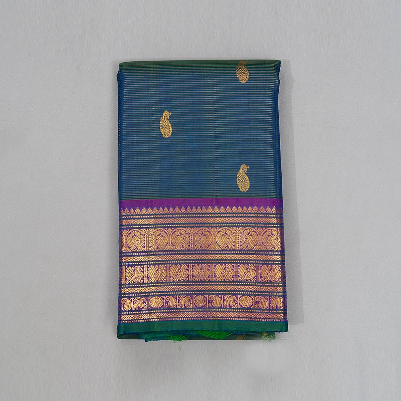 Hayagrivas Handloom Mayilkazhuthu Kanjivaram Silk Saree with Purple Border KBF466F5-1