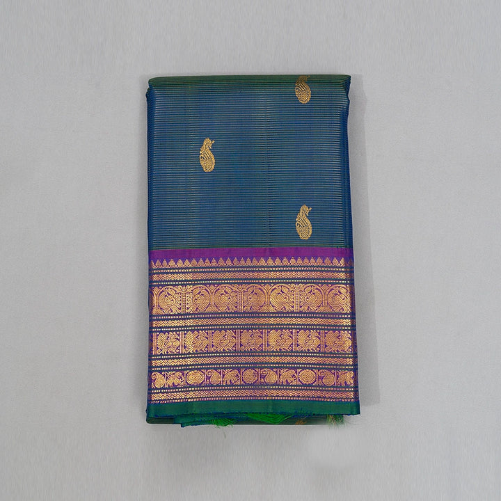 Hayagrivas Handloom Mayilkazhuthu Kanjivaram Silk Saree with Purple Border KBF466F5-1