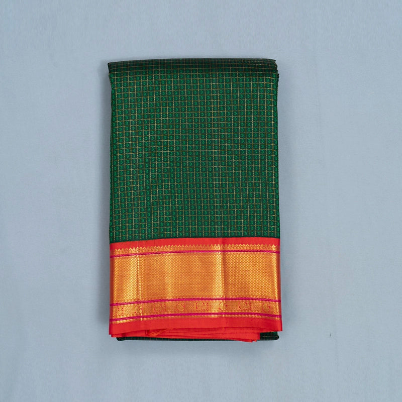 Hayagrivas Handloom Kanjivaram Silk Saree with Orangish-Pink Border KBF427F5-4