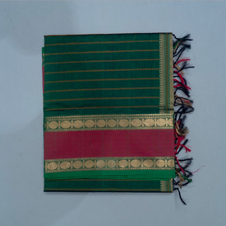 Hayagrivas Peacock Green Kanchi Silk Cotton Saree SSCBF38D2-4