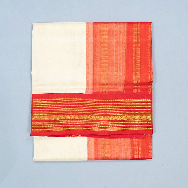 Hayagrivas Half-White Pure Silk Cotton Saree SSCBF34D1-41