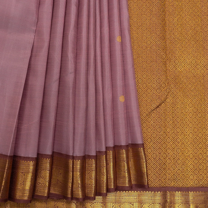 Hayagrivas Handloom Lilac-Pink Kanjivaram Silk Saree with Rosewood Pink Border KBF416F2-1