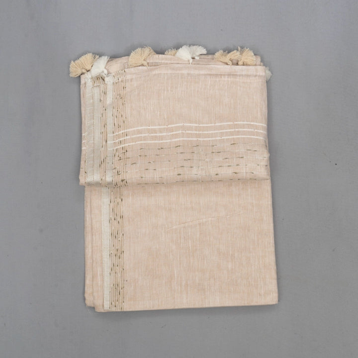 Hayagrivas Cream Handloom Linen Saree KBE937H2-3