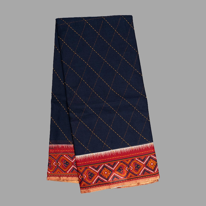 Hayagrivas Navy Blue Fancy Cotton Sarees KBE2383B10-1