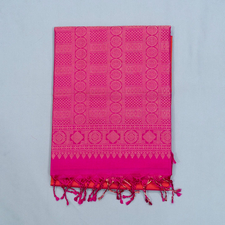 Hayagrivas Orangish Pink Handloom Soft Silk Saree KBF532G4-28