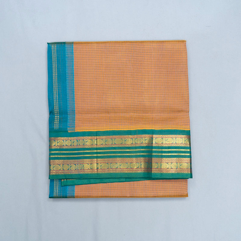 Hayagrivas Dual Tone Yellowish-Peach Pure Silk Cotton Saree SSCBF16D2-18