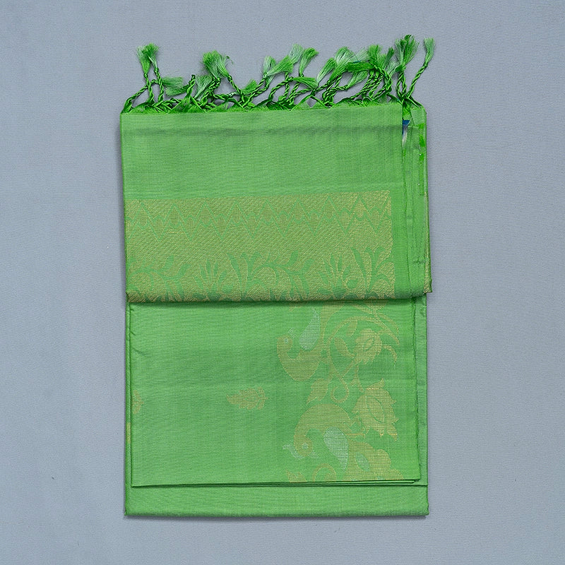 Hayagrivas Parrot Green Handloom Soft Silk Saree KBE2106A12-1