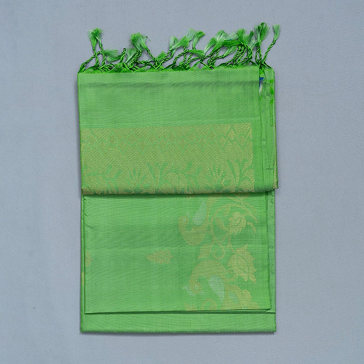 Hayagrivas Parrot Green Handloom Soft Silk Saree KBE2106A12-1