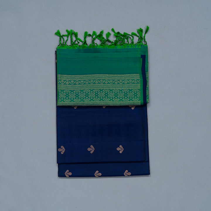 Hayagrivas Dark Blue Handloom Soft Silk Saree KBE2106A43-1