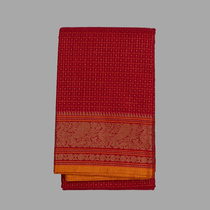 Hayagrivas Red Handloom Kanchi Cotton Saree SSCBF66E4-13
