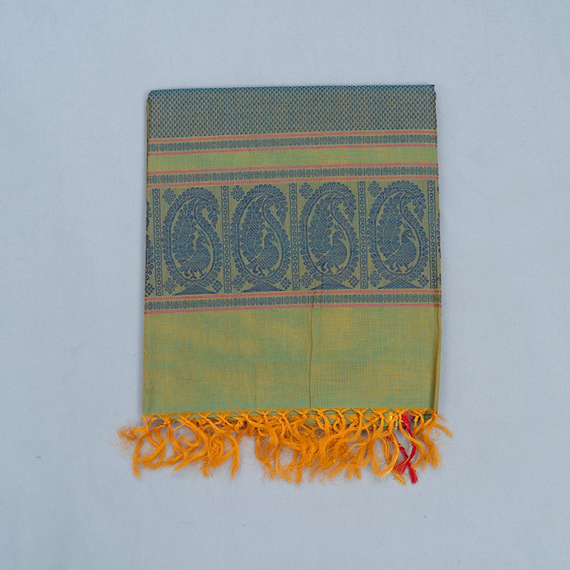 Hayagrivas Yellowish Green Handloom Kanchi Cotton Saree KSBE89A9-3