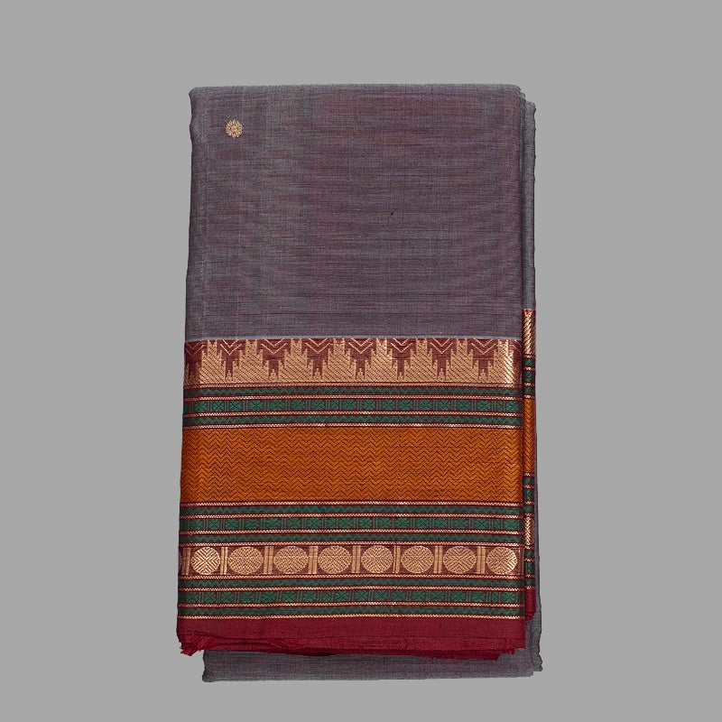 Hayagrivas Grey Handloom Kanchi Cotton Saree SSCBF66E5-2