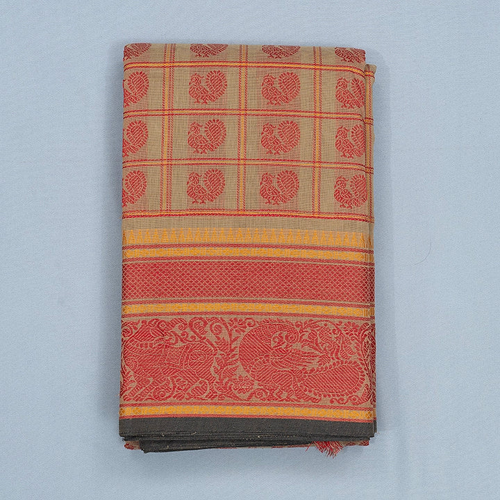 Hayagrivas Beige Handloom Kanchi Cotton Saree SSCBF66E6-13