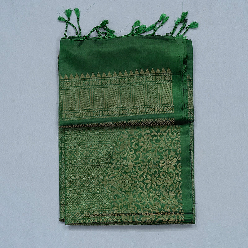 Hayagrivas Leaf Green Handloom Soft Silk Saree KSBE85A40-2