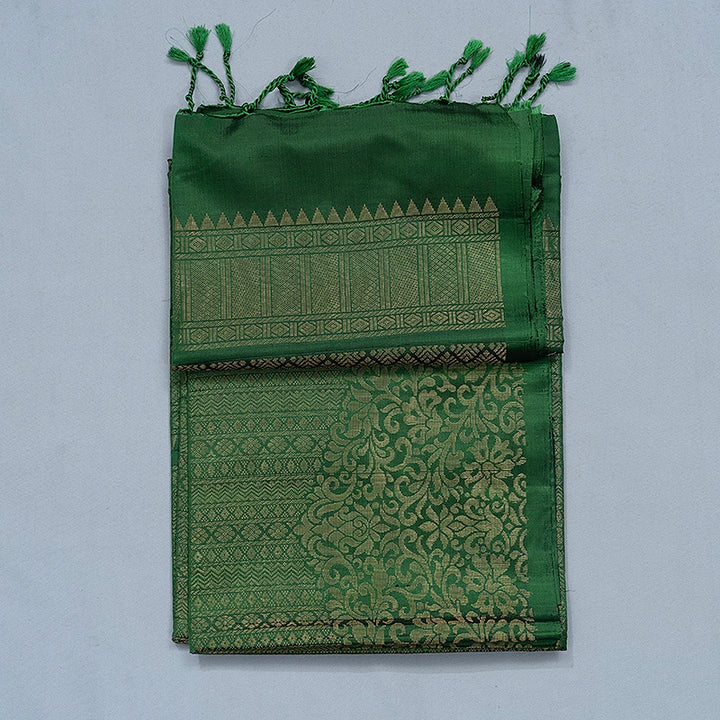 Hayagrivas Leaf Green Handloom Soft Silk Saree KSBE85A40-2