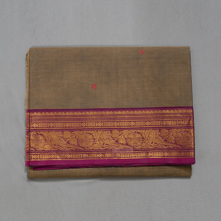 Hayagrivas Greyish-Brown Handloom Chettinad Cotton Saree SSCBF63E14-10