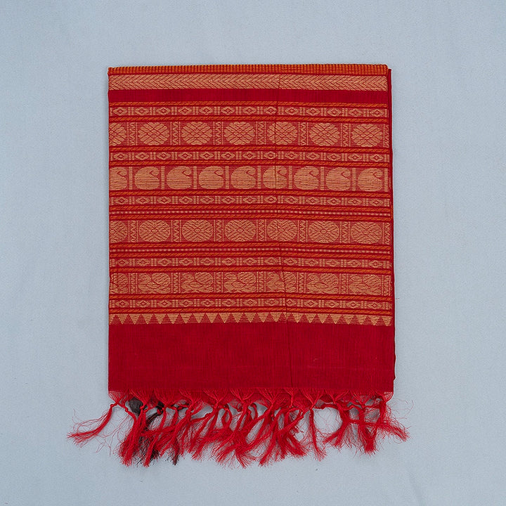 Hayagrivas Maroon Handloom Kanchi Cotton Saree SSCBF104F13-5