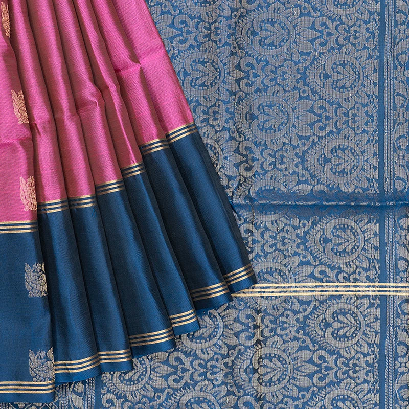 Hayagrivas Pink Handloom Soft Silk Saree KBF232E2-9