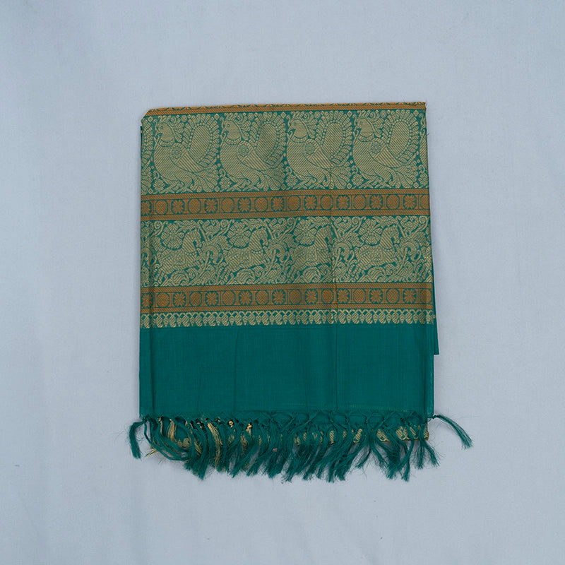 Hayagrivas Sea Green Handloom Kanchi Cotton Saree SSCBF104F1-6