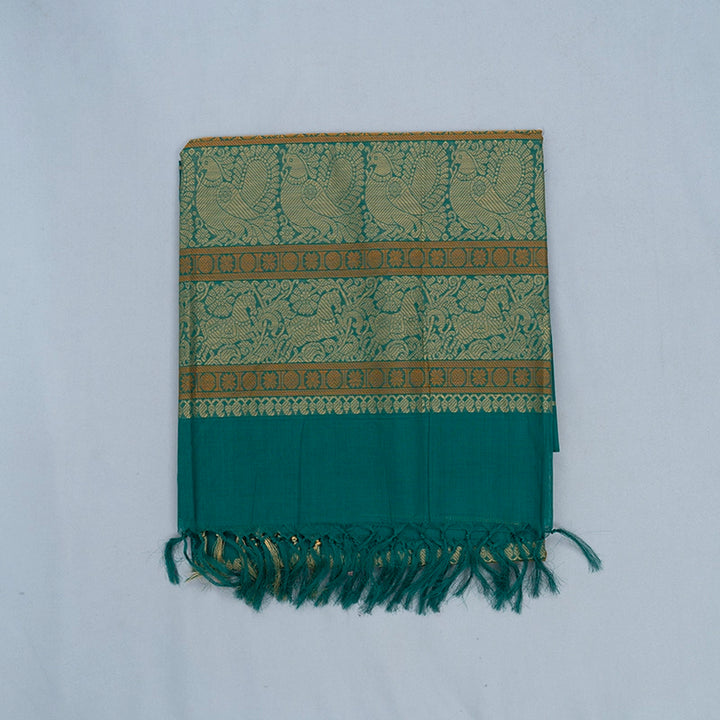 Hayagrivas Sea Green Handloom Kanchi Cotton Saree SSCBF104F1-6