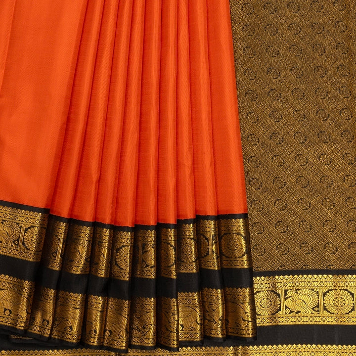 Hayagrivas Handloom Fanta Orange Kanjivaram Silk Saree with Black Border KBF186E2-1