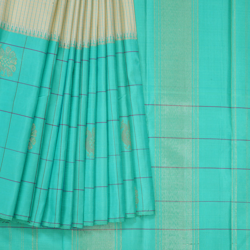 Hayagrivas Handloom Pure Kanjivaram Silk Saree in Soft Half Sandal KBE816H7-1