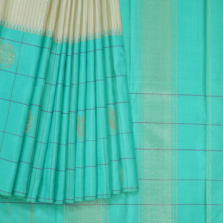 Hayagrivas Handloom Pure Kanjivaram Silk Saree in Soft Half Sandal KBE816H7-1