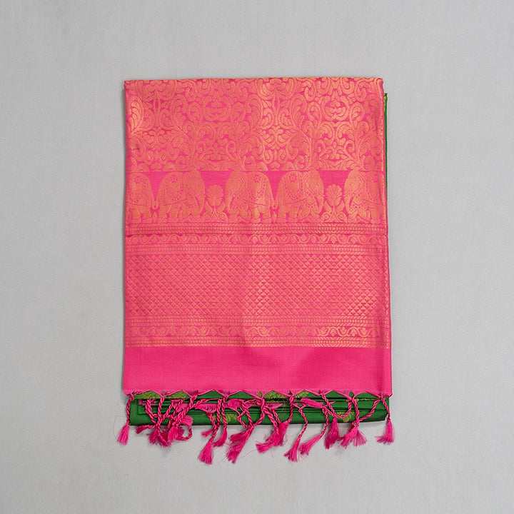 Hayagrivas Handloom Dark Green Soft Silk Saree KBE794H6-4