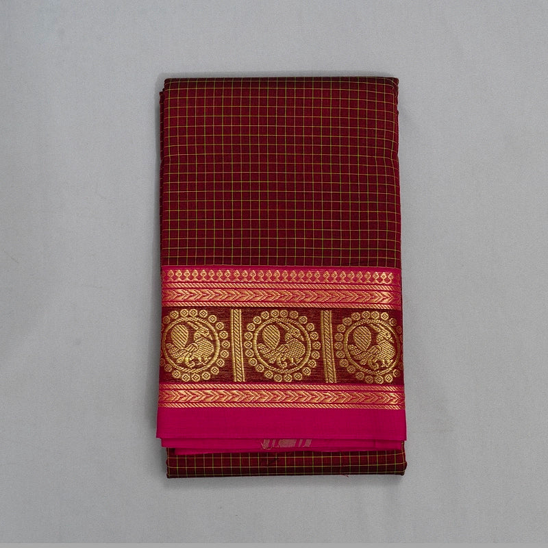 Hayagrivas Maroon Handloom Chettinad Cotton Saree KSBE1H14-8