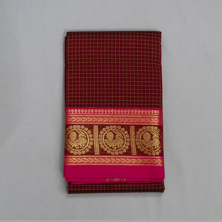Hayagrivas Maroon Handloom Chettinad Cotton Saree KSBE1H14-8