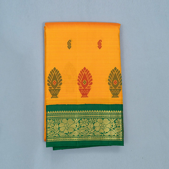 Hayagrivas Mambazham Orange Pure One-sided border Kanjivaram Silk Saree KBF284E7-2
