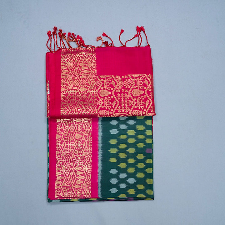 Hayagrivas Bottle Green Handloom Ikkat Soft Silk Saree KBE2150A2-7