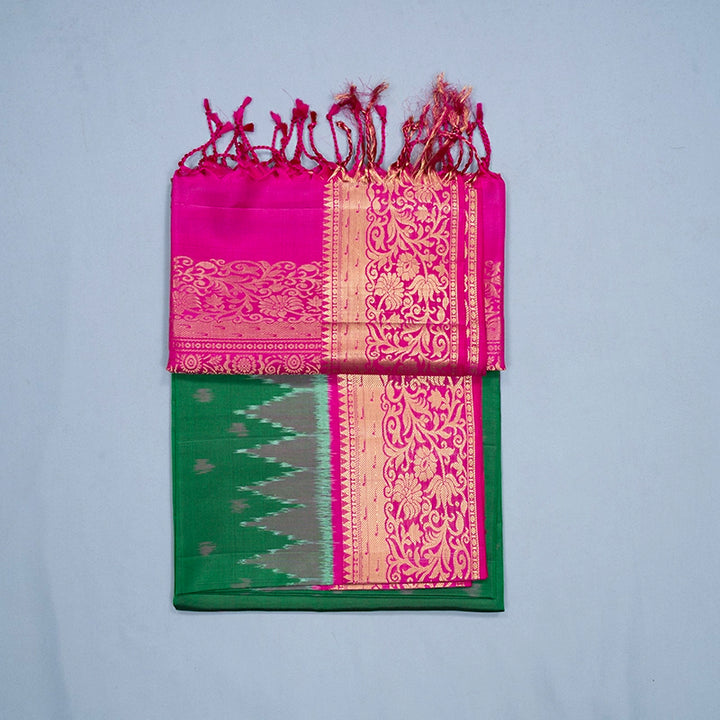 Hayagrivas Green Handloom Ikkat Soft Silk Saree KBE2154A6-2