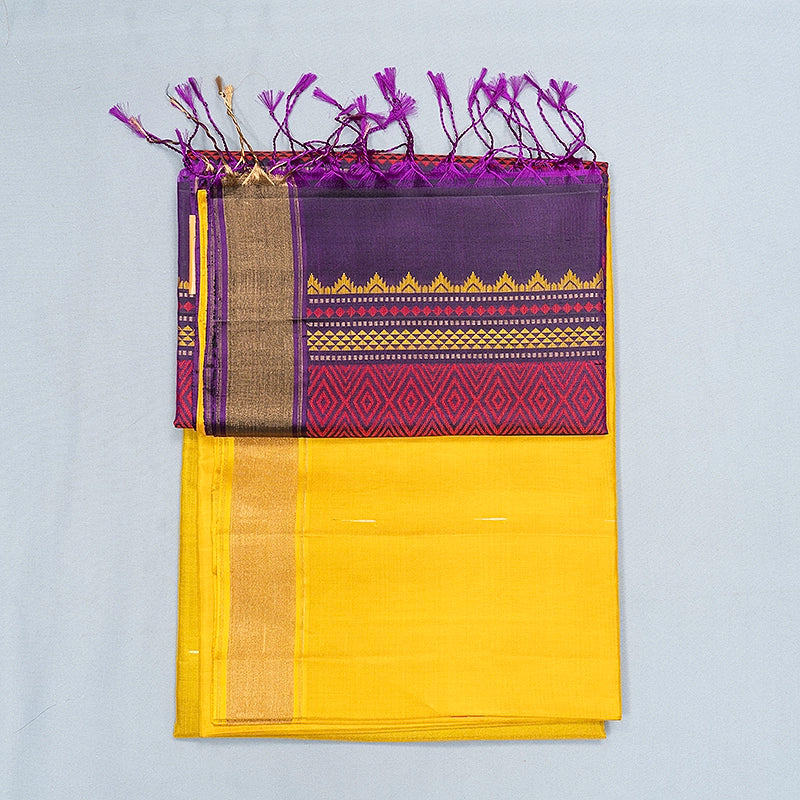 Hayagrivas Mustard Yellow Handloom Soft Silk Saree KBF1033I1-1
